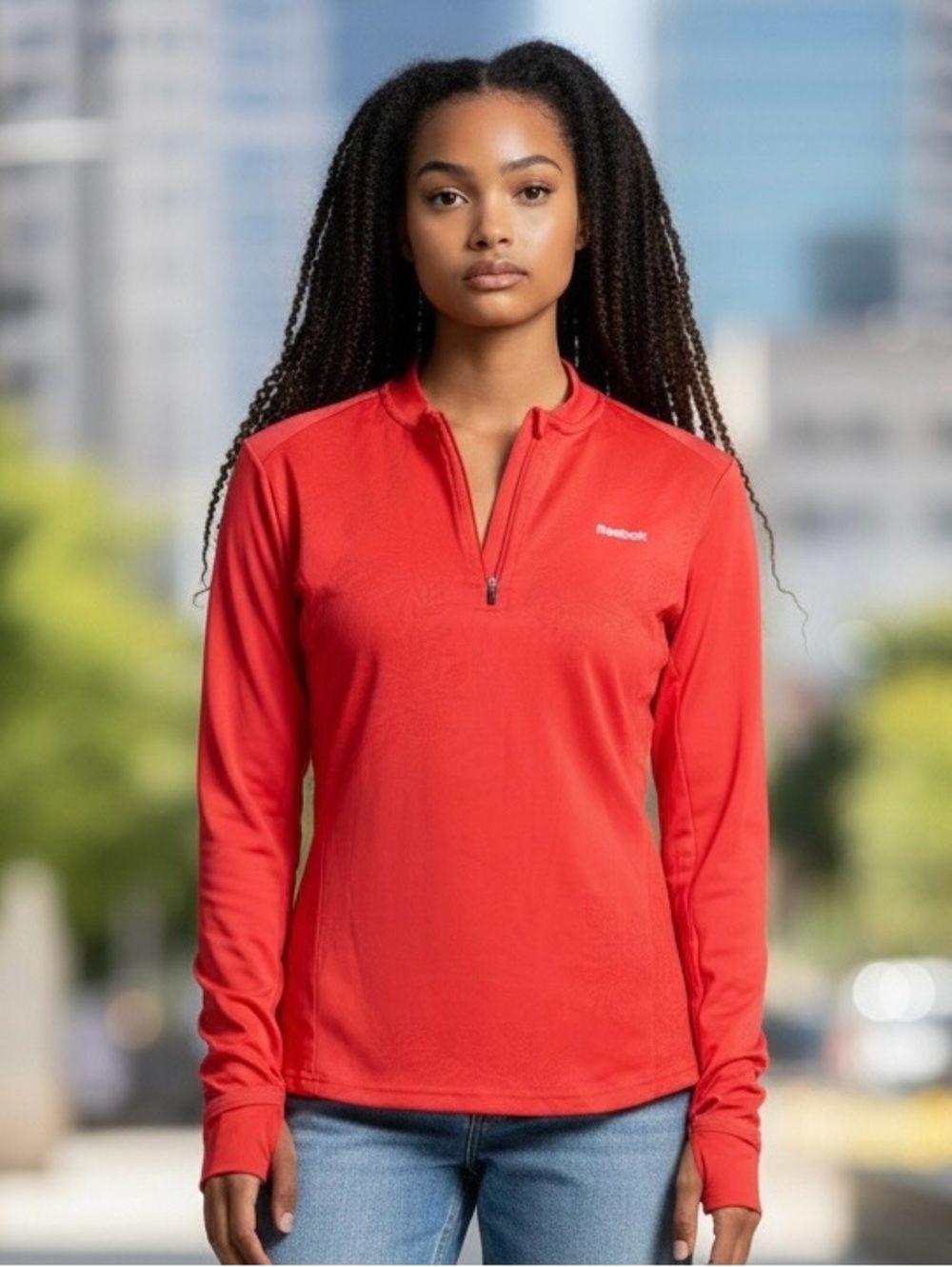 Reebok Play Dry Pullover Gym Performance Breathable Track Running Coral Size S